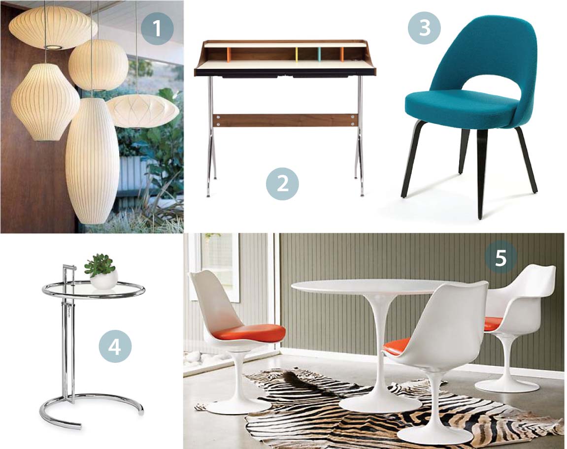 Mid-century modern furniture and lighting curated by Bay Area interior designers 