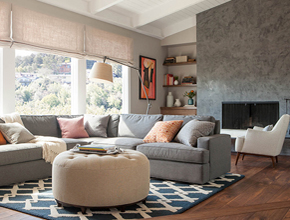 high end family room designed by san francisco bay area design firm Niche Interiors