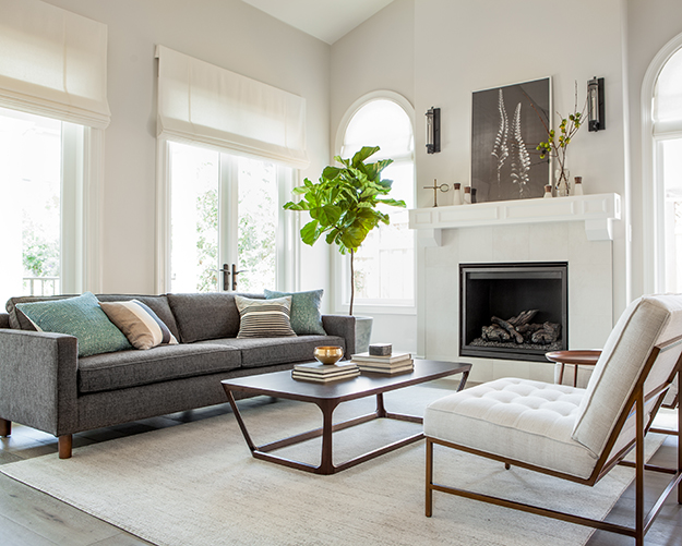 modern living room in Palo Alto designed by San Francisco Bay Area interior designer 