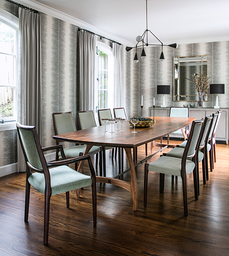 Formal dining room featured in Modern Luxury Interiors San Francisco 
