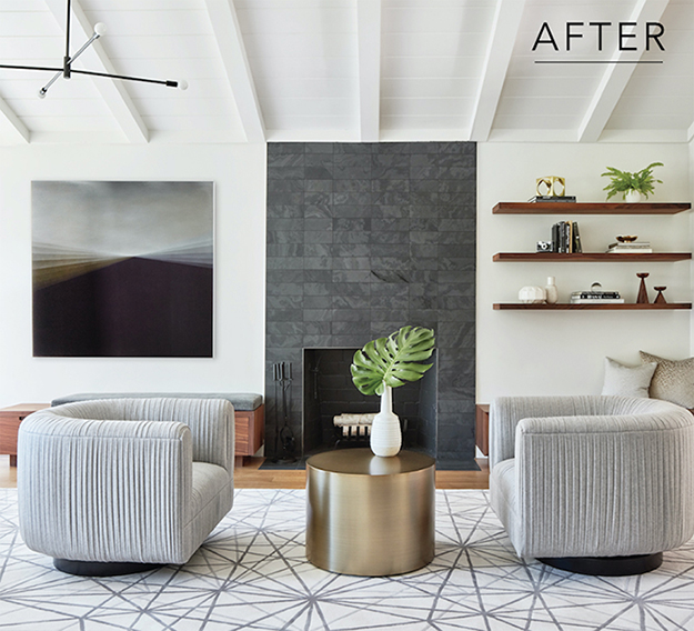 Mid-century modern living room in Elle Decor feature