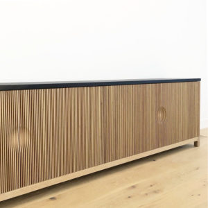 Custom oak sideboard in modern Bay Area home