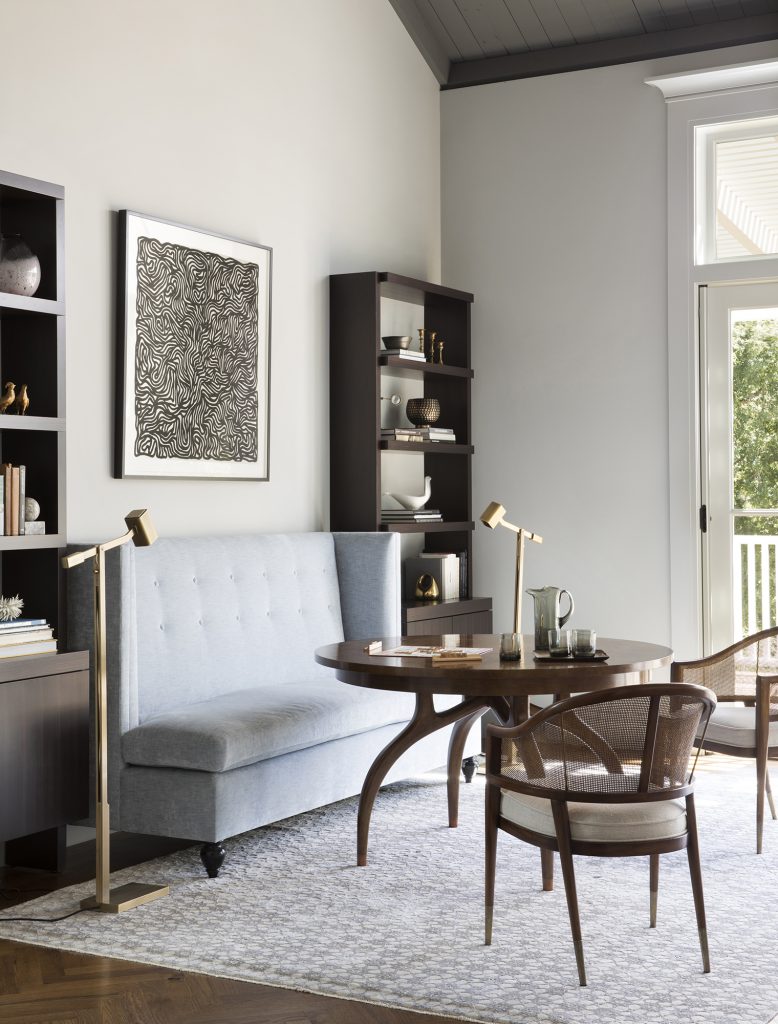 High-end living room in Woodside designed by Bay Area interior designers 