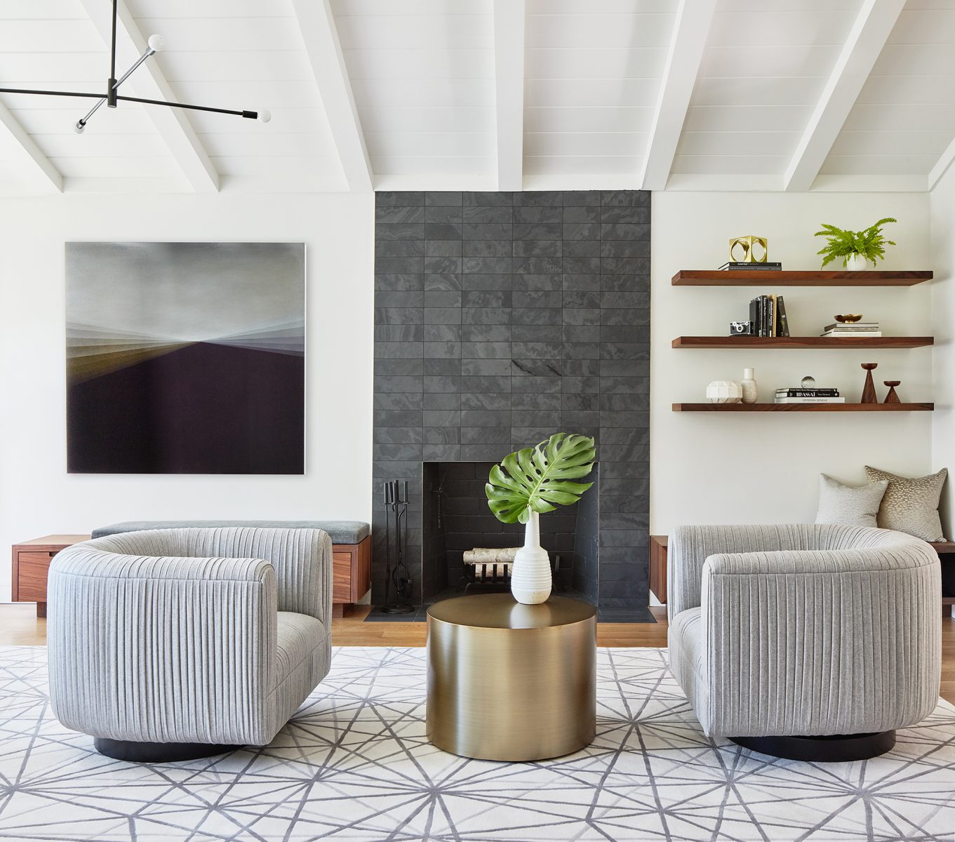 mid century living room Orinda California home by San Francisco interior designer Niche Interiors