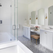 Master bathroom design in Woodside California home