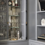 Custom cabinetry and Home Bar details in Woodside Estate designed by Niche Interiors