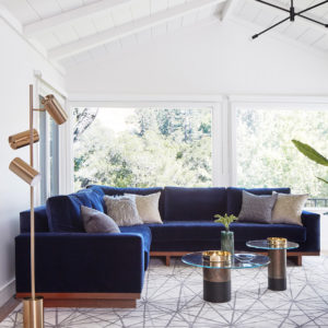 Mid-century modern sofa design by Bay Area interior designers