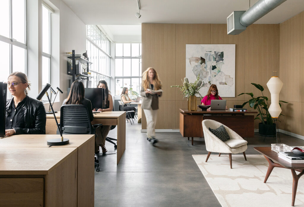 Studio of High-end San Francisco interior designers with a mix of luxury furniture and vintage pieces