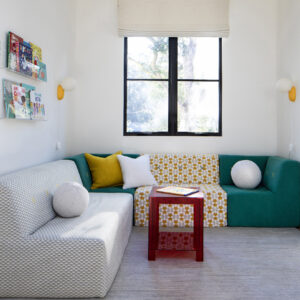 family friendly interior design for modern kids room in Menlo Park California home
