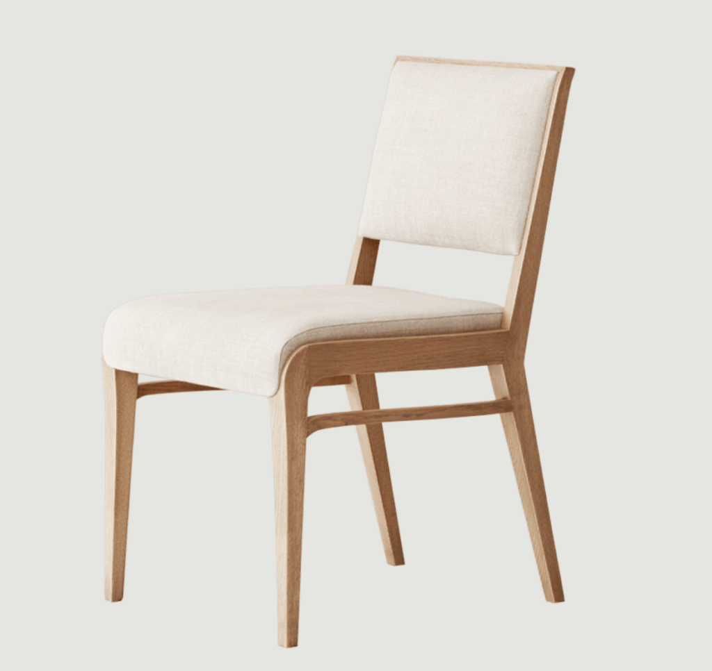 modern dining chair with clean lines sourced for home design project by Bay Area interior designers 