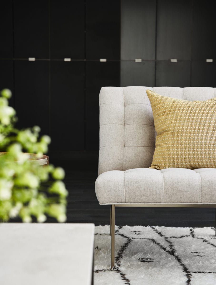 Furniture detail in living room of Napa Valley home designed by Niche Interiors