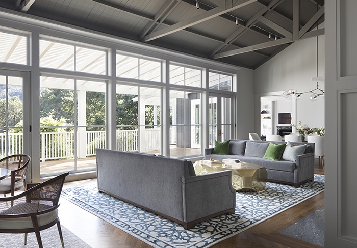 Formal living room in traditional Woodside Home designed by California interior designer Niche Interiors