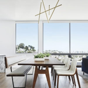 Sustainable custom dining table in San Francisco home designed by Bay Area interior designers