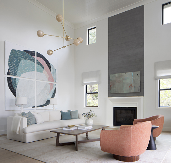 Contemporary California living room with oversized artwork by Bay Area Interior designers