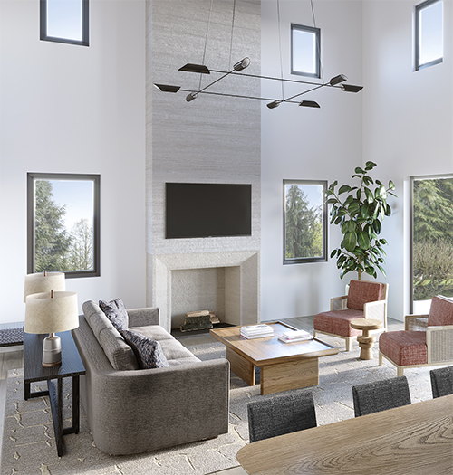 Photo realistic rendering showing the interior design intent for a Sonoma home in California Wine Country