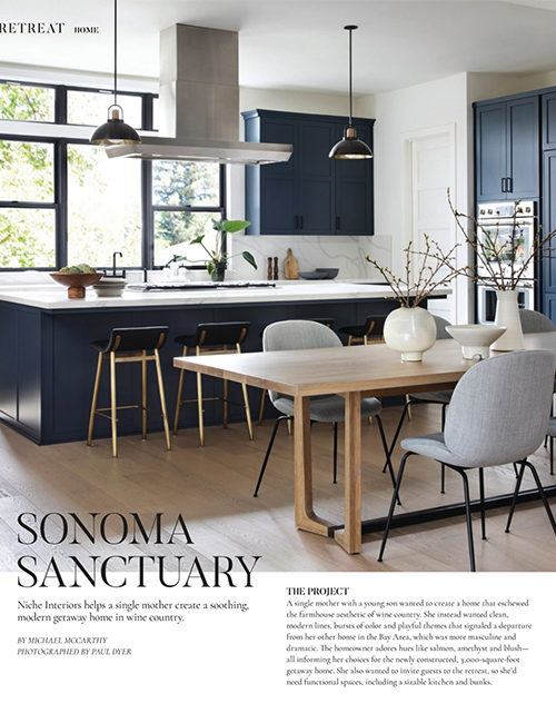 Sonoma interior design remodel by California interior designer Niche Interiors featured in Modern Luxury Silicon Valley