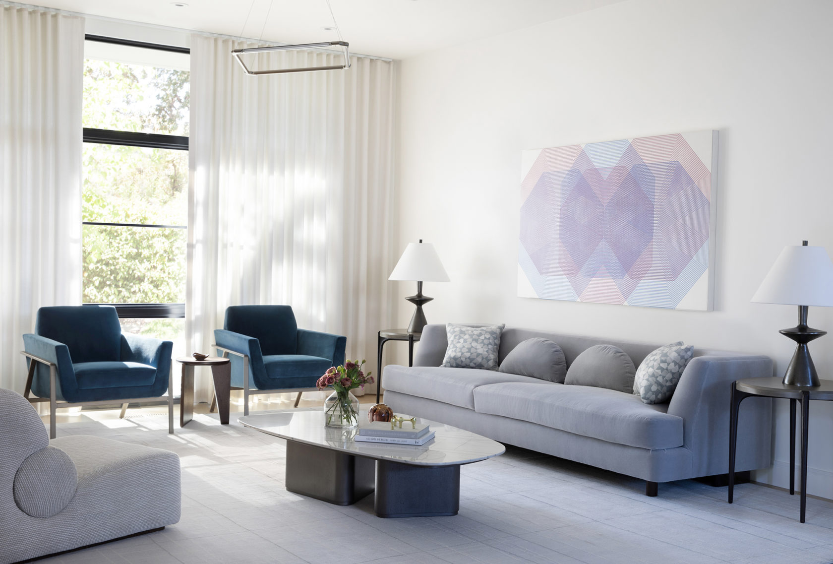 modern living room design in San Francisco Bay Area custom home