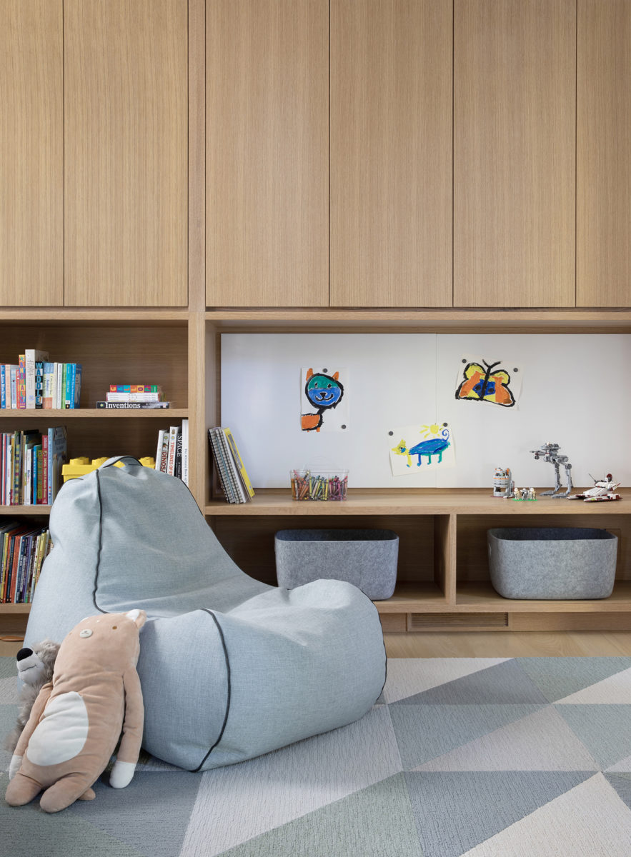 modern kids playroom design with custom builtins millwork by San Francisco interior designer Niche Interiors