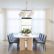 Modern California dining room with custom furniture in Menlo Park home in the San Francisco Bay Area