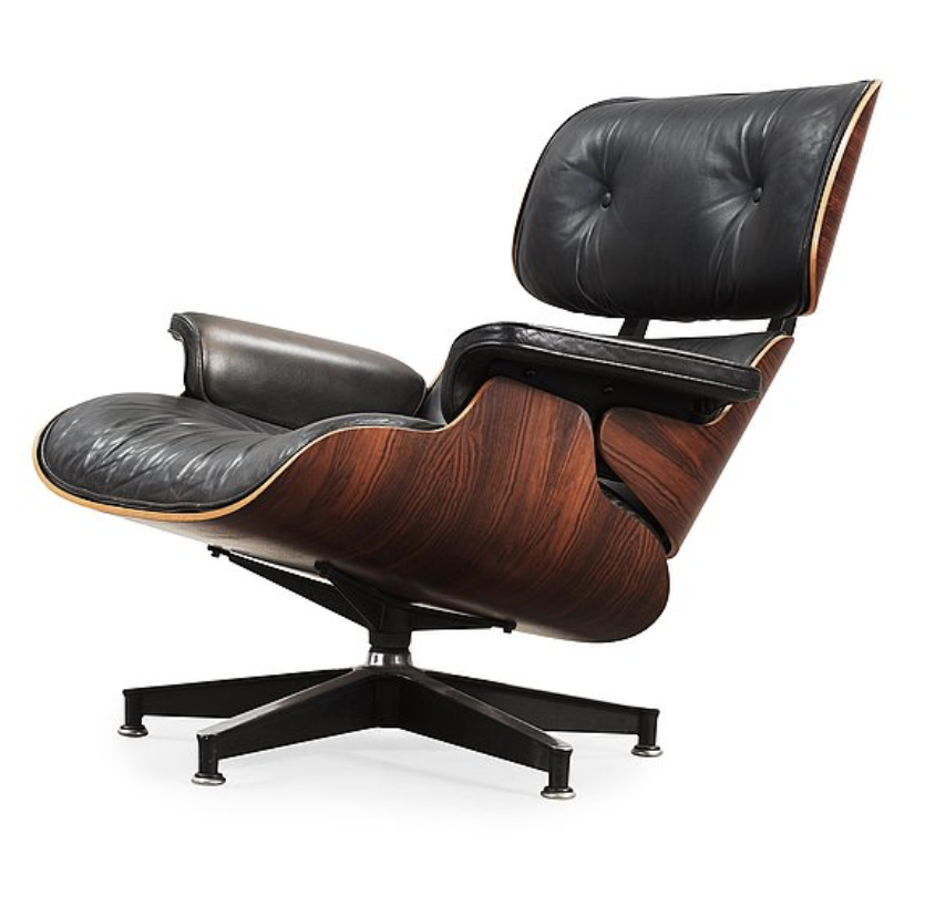 Eames molded plywood and leather lounger