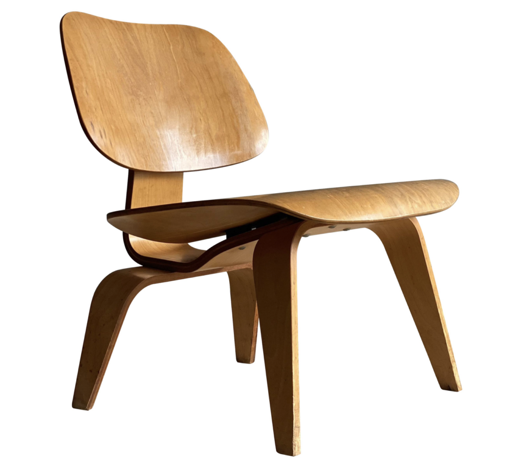 iconic mid century molded plywood chair designed by Ray Eames, California designer and architect