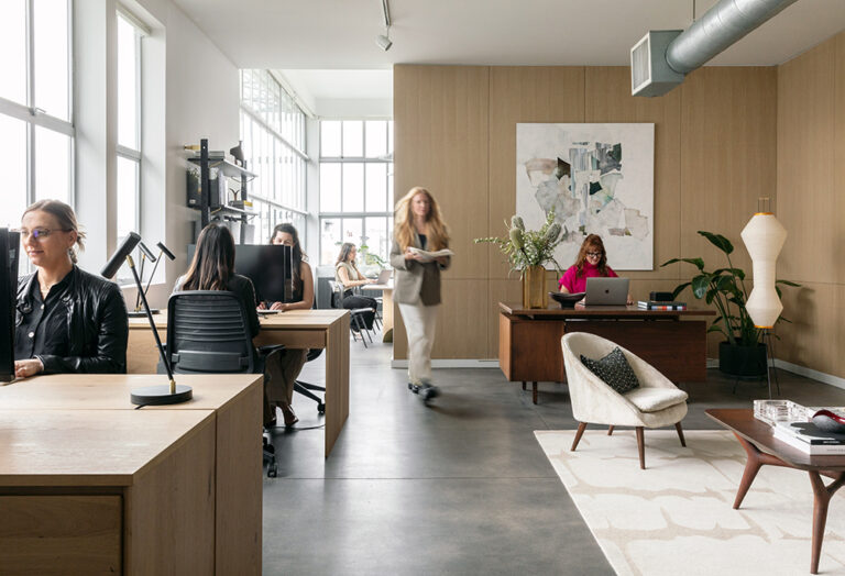 The interiors of a San Francisco residential interior design firm office