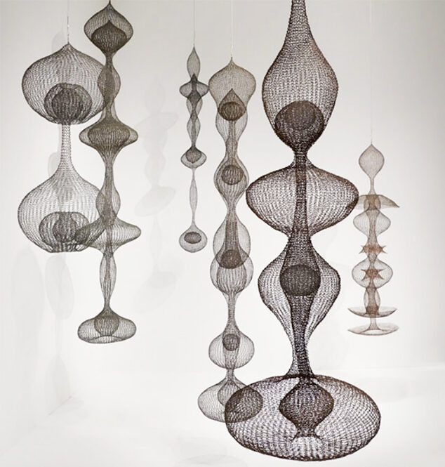 california mid-century modern artist and designer Ruth Asawa's wire sculptures