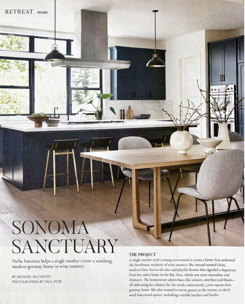 Niche interiors' luxe Sonoma vacation home featured in Modern luxury silicon valley