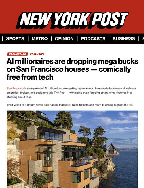 San Francisco top interior designer Niche Interiors interviewed by the NY Post about AI wealth in interior design